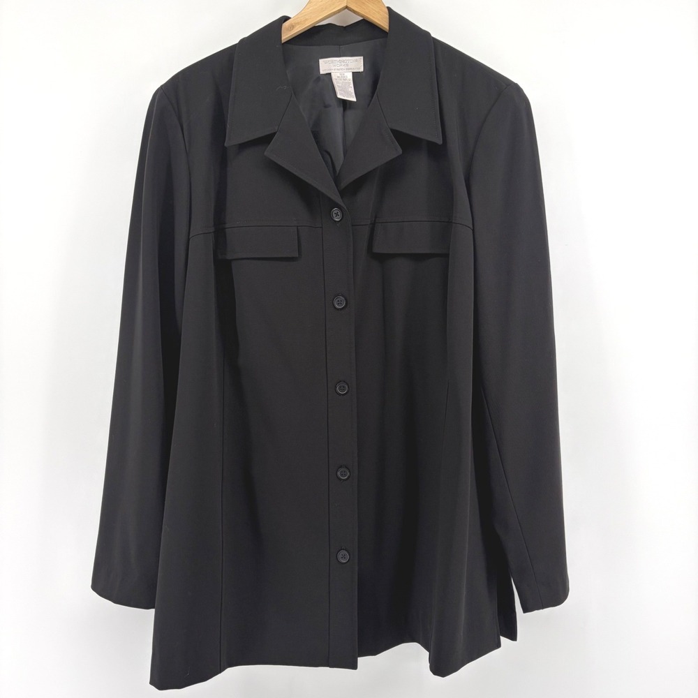 Worthington Works Woman Black Button Front Blazer Plus Size 18W Stretch Lined